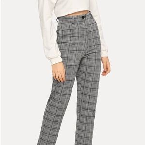 Plaid Straight Leg Pants
